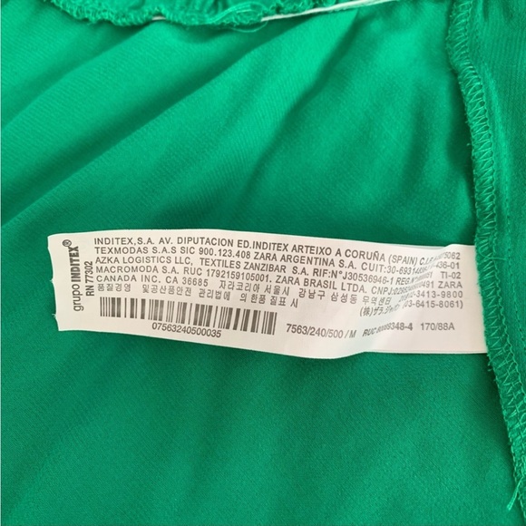 Zara satin wrap blouse emerald green Small EUC - Picture 5 of 5